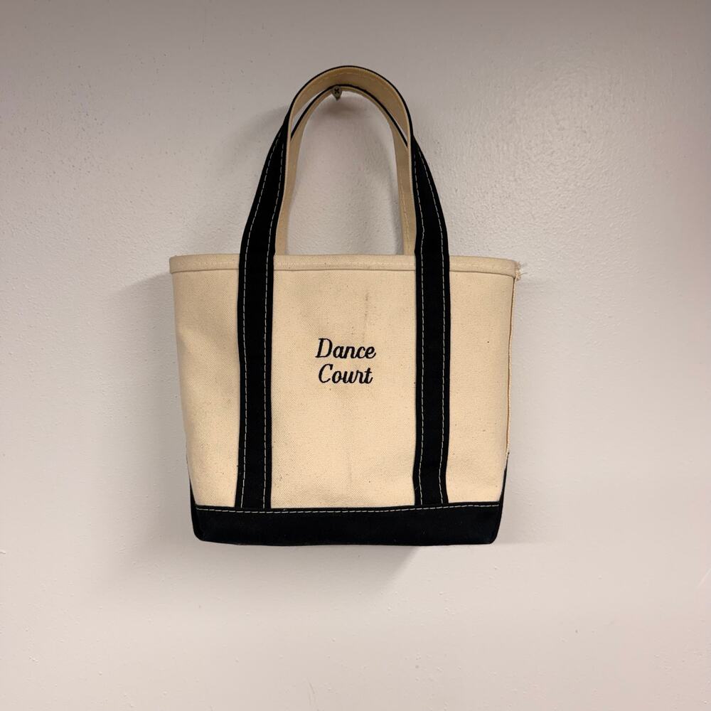 VTG 90's L.L. Bean Boat & Tote Canvas Bags SET OF 2 Dance Court Black Handles - Picture 2 of 15